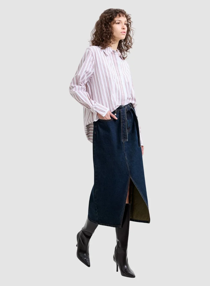 فرنش كونكشن Dallas Denim Belted Midi Skirt